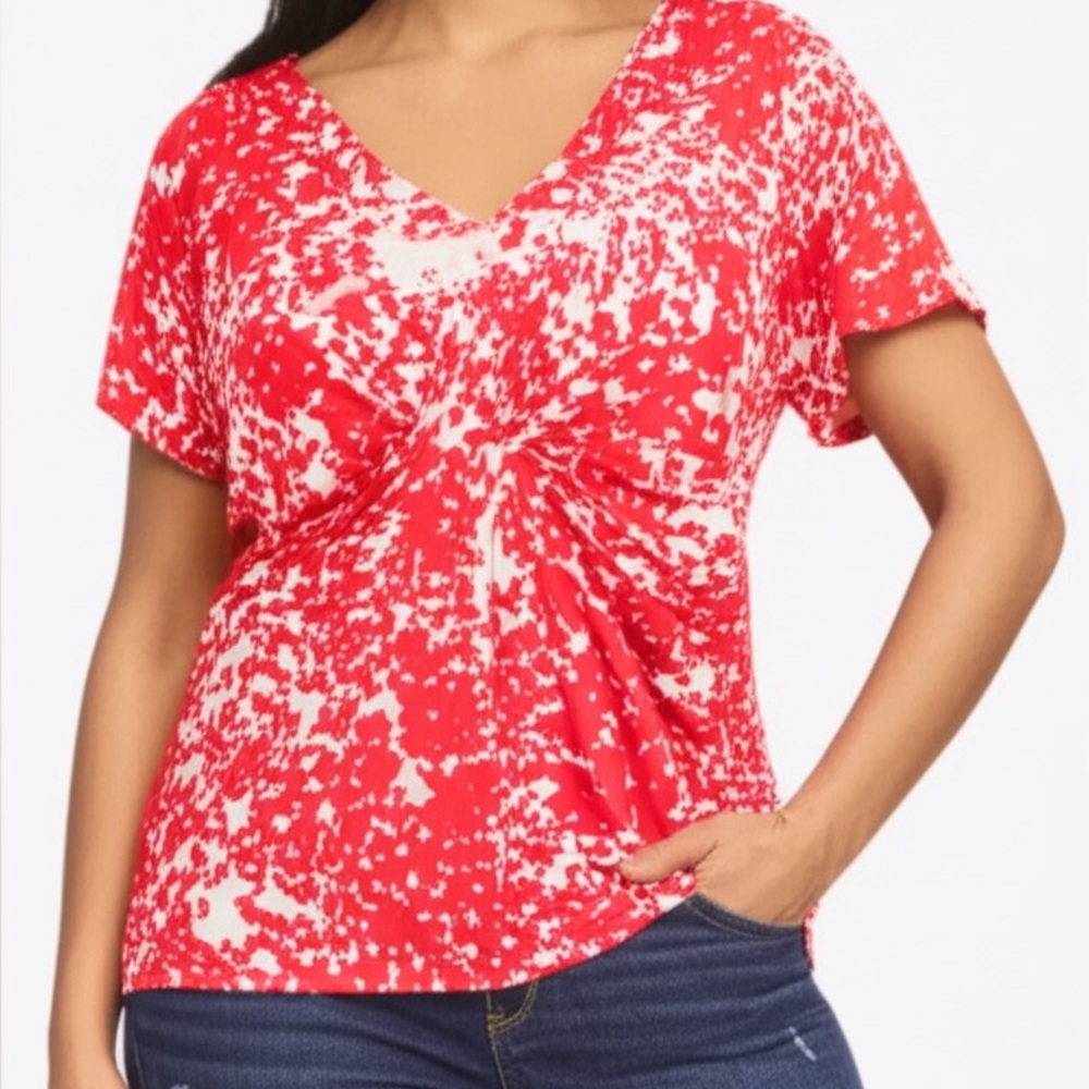 Banana Republic Scarlet and Ivory Women’s red and white Top Blouse Large
